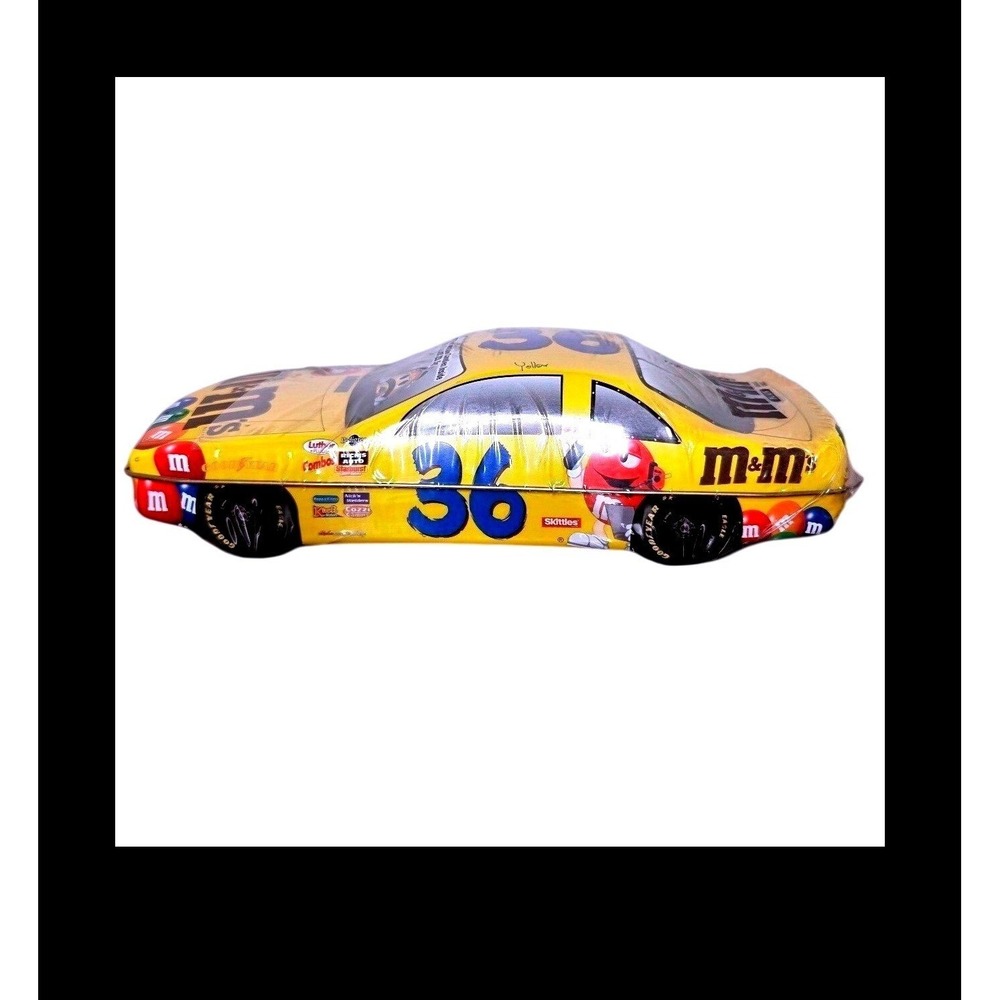 Vintage M&M's Racing #36 Yellow Stock Car Collectible Tin Factory Sealed 10oz